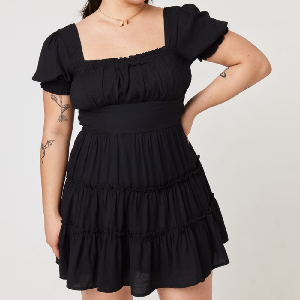 Trixxi Ruched Waist Dress, Black, Size L